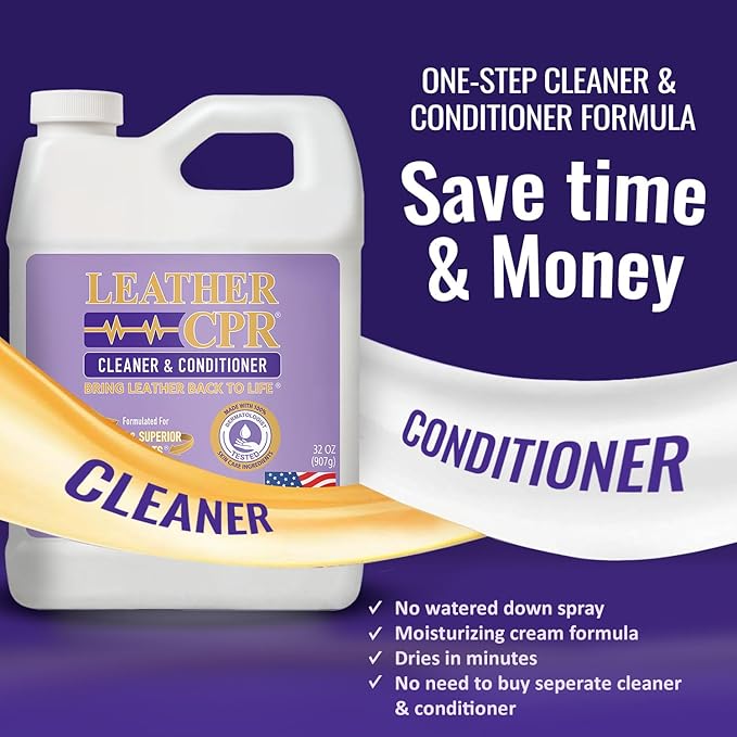 Leather CPR Leather Cleaner And Conditioner - Cleans, Conditions, Restores & Protects Leather Furniture, Handbags, Car Seats, Interior, Jackets, Boots, Purses, Shoes, Couch, Saddles, Tack & More