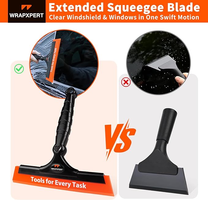 WRAPXPERT Window Tint Squeegee 2PCS 8-INCH Wide Blade Squeegee for Car Window Film Installation, Windows Tint Tool Kit for Windshield, Rear Glass Water Removal Bathroom Cleaning Kit