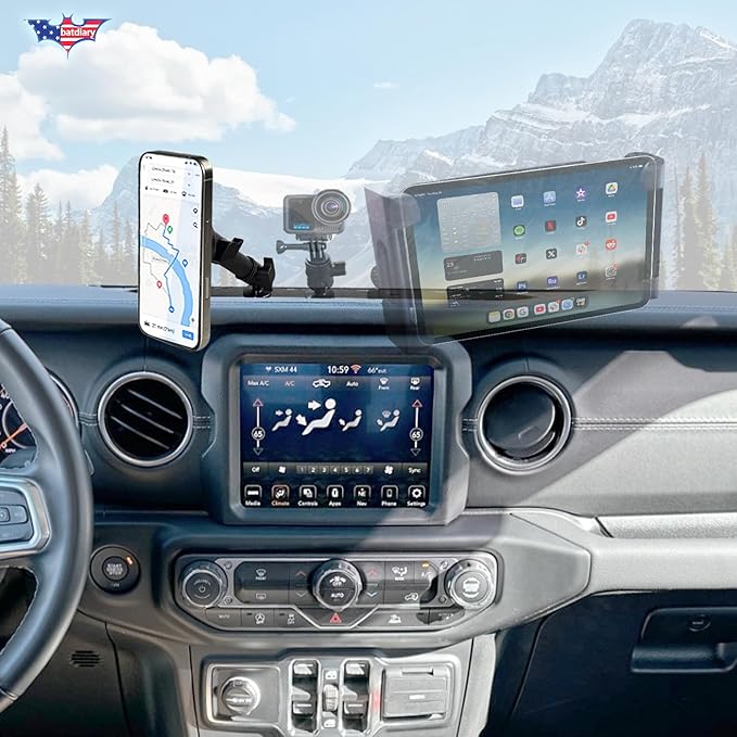 for Jeep Wrangler JL Magnetic Phone Mount Compatible with 2018-2023 Wrangler JL (NOT 4xe)｜2020-2023 Gladiator Accessories Metal Cell Phone Holder Dash Platform Mount