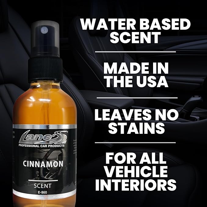 Lane's Premium Car Air Fresheners - Cinnamon Scent Water Based - 4oz Eliminate Bad Odors of Pet & Food From Car Interior Leather, Carpet, Upholstery Great For Cars, Trucks, SUVs, RVs & More