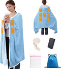 Wearable Heated Blanket with 20000mAh Power Bank, 11 Heating Zones, 3 Heat Levels, Timer, USB Powered, Machine Washable, for Camping, Office, Travel, Home Use (Snowy Blue)