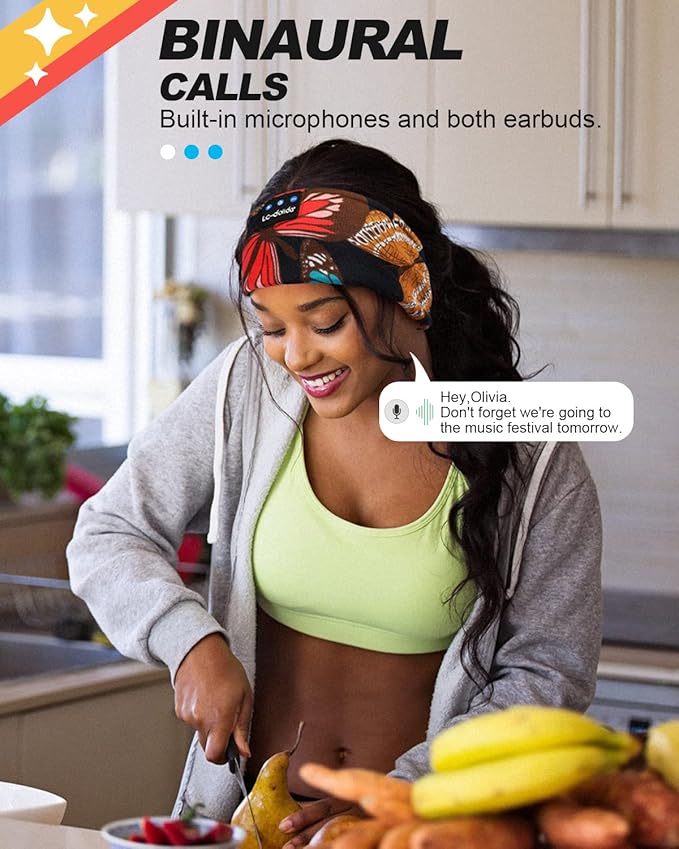 LC-dolida Sleep Headphones Headband Bluetooth 5.4, Sports Headband Earphones Wireless with Speaker Microphone USB C for Women Sleeping Gift Workout Jogging Yoga Insomnia Travel Meditation, Butterfly