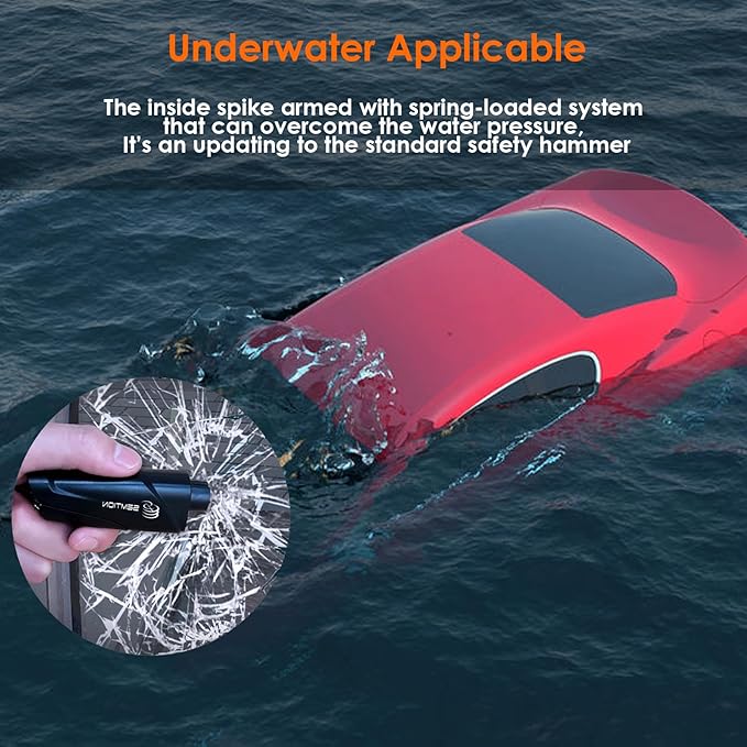 Glass Breaker Seatbelt Cutter Keychain Car Escape Tool for Land and Underwater, Pack of 2 (Black-Yellow)