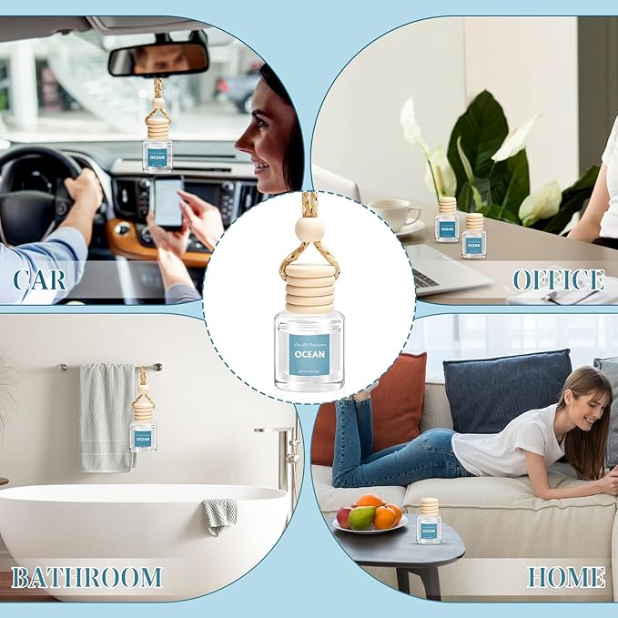 AROIC Car Air Freshener 6 Pack, Long Lasting Fresh Aroma Diffuser Set for Men & Women, Natural Essential Oil Fragrance Diffuser for Removing Odors, Auto Interior Decor Accessories Unisex (Ocean Scent)