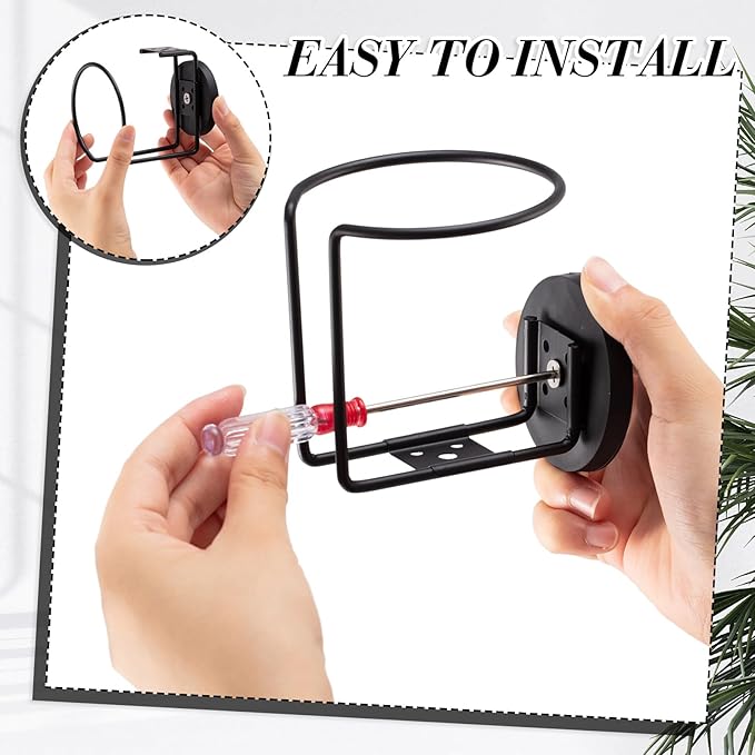 Treela Magnetic Cup Holder Magnetic Drink Holder Dual Purpose Magnetic Cup Caddy for Tractor Mower Truck School Bus Car Treadmill Toolbox Boat Yacht Refrigerator RV Apartment Courtyard, Black (2)