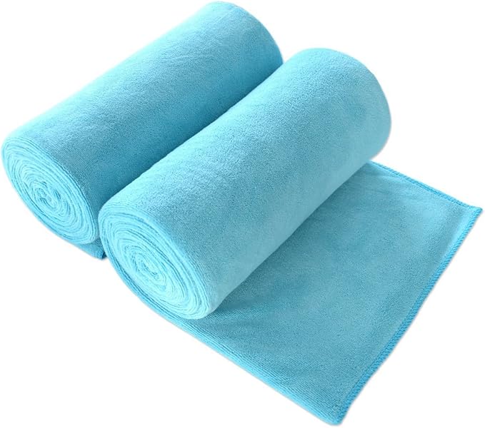 JML Bath Towel, Microfiber Towel Sets 2 Pack (30" x 60") - Large Size, Extra Absorbent, Quick Drying, Multipurpose Use as Bath Fitness Towel, Sports Towels, Yoga Towel, Aquamarine
