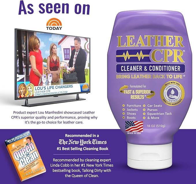 Leather CPR Cleaner & Conditioner 18oz - Cleans, Conditions, Restores & Protects Leather Furniture, Handbags, Car Seats, Interior, Jackets, Boots, Purses, Shoes, Couch, Saddles, Tack & More