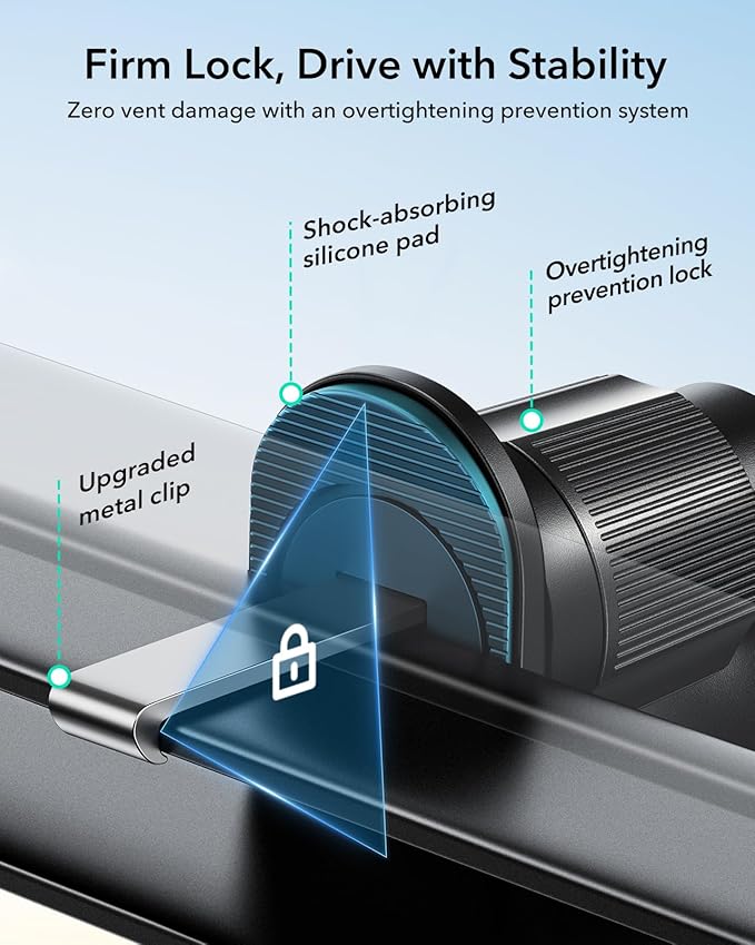 ESR OmniLock for MagSafe Car Mount, 360° Rotation, Car Phone Mount for Air Vent, Magnetic Phone Holder for iPhone 17/16/15/14/13/12, Google/Samsung/Android, All Smartphones(2 MagSafe Rings Included)