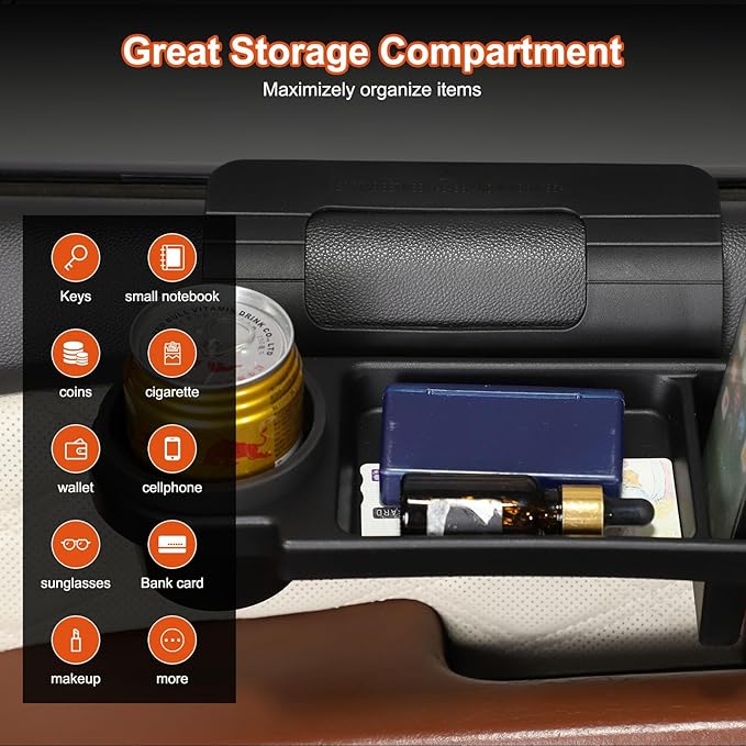 Car Window Multifunctional Storage Tray Organizer Compatible with Cadillac Escalade 2007-2014,ABS Door Side Hanging Cup Holder Storage Rack Interior Accessories