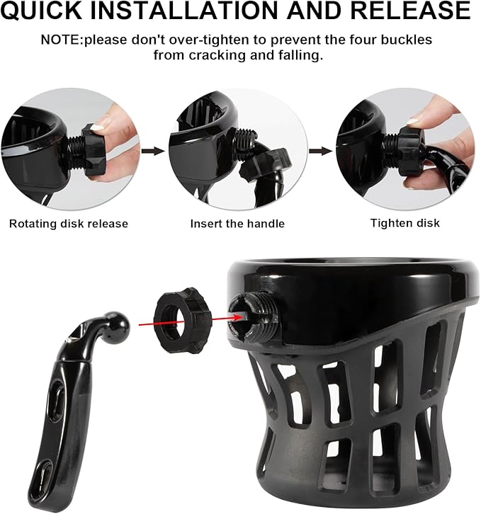 PSLER Motorcycle Drink Cup Holder Handlebar Mount Universal for Dyna Fat Bob Touring Road Glide Street Electra Glide Softail 1996-up Goldwing GL1800 2018-up