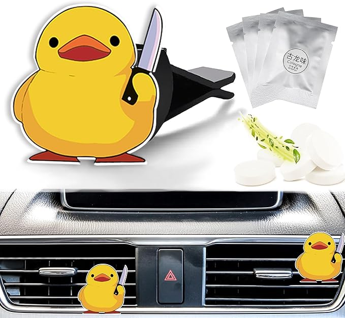 Cute Car Air Freshener Clips Duck Car Vent Clip Threatening Duck Cars Scents Cologne Air Conditioner Clip Auto Vent Interior Decoration Cars Accessories Duck Loves Gifts for Men Women
