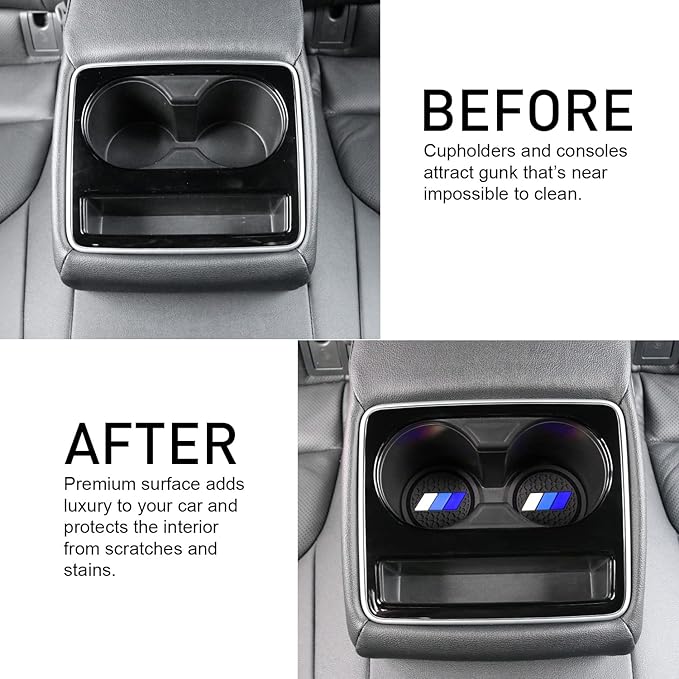 Cup Holder for Toyota Accessories Tacoma TRD 4Runner Tundra Rav4 Highlander, Classic Retro Style Tri-Color Interior Insert Coaster (2.75 Inch, White/Blue/Dark Blue)