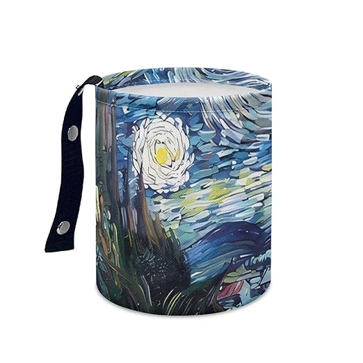 Oil Painting Starry Car Trash Bag, Hanging Car Organizer and Storage Bag, Trash Bin for Car Accessories, Vehicle, Travelling, Camping