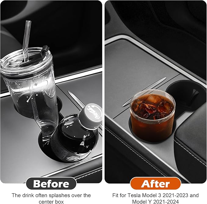 frani Center Console Cup Holder Designed for Tesla Model 3 2021-2023 Model Y 2021-2025,Tesla Interior Center Console Accessories Black