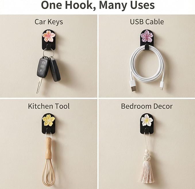 10Pcs Car Hooks Holder for USB Cable Headphone Key Self-Adhesive Car Interior Accessories Dashboard Sticky Hook Backseat Hanger Decorations Suitable for Bedrooms, Kitchens and Other Areas