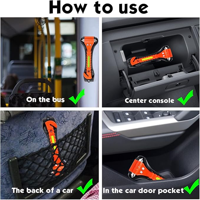 MorTime 6 Pack Car Safety Hammer Window Breaker, Car Emergency Escape Tool, Window Hammer Seat Belt Cutter