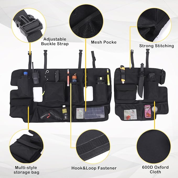 for Hummer EV Accessories Trunk Organizer Backseat Hanging Storage Multifunctional Large Foldable Cargo Seat Back Bag for Hummer EV SUV 2024 2025 2026 with 11 Pockets&Adjustable Straps