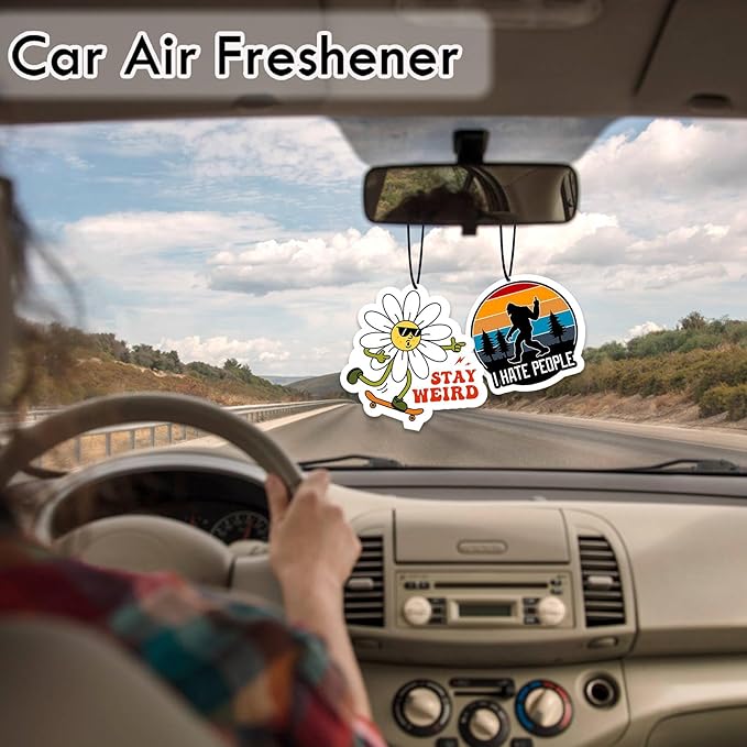 Funny Cat Air Freshener Hanging for Car Scented Ornaments Mirror Cute Car Fresheners Cats Car Accessories Auto Interior Decor Scent Home Bathroom Closet Cat Gifts for Women Men