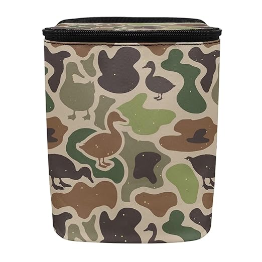 Duck Camouflage Car Trash Can with Adjustable Straps Car Trash Bin Auto Garbage Bag Multipurpose Storage Box for Vehicle Travel Camping Picnicing, Green