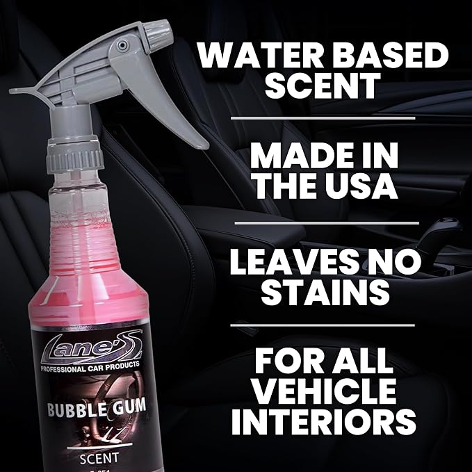 LANE’S Premium Car Air Freshener "Bubble Gum" - 32oz Water-Based, Long-Lasting Auto Scent Spray - Food, Pet, Odor Smell Deodorizer for Cars, Trucks, SUVs' Interior Leather, Carpet, Upholstery