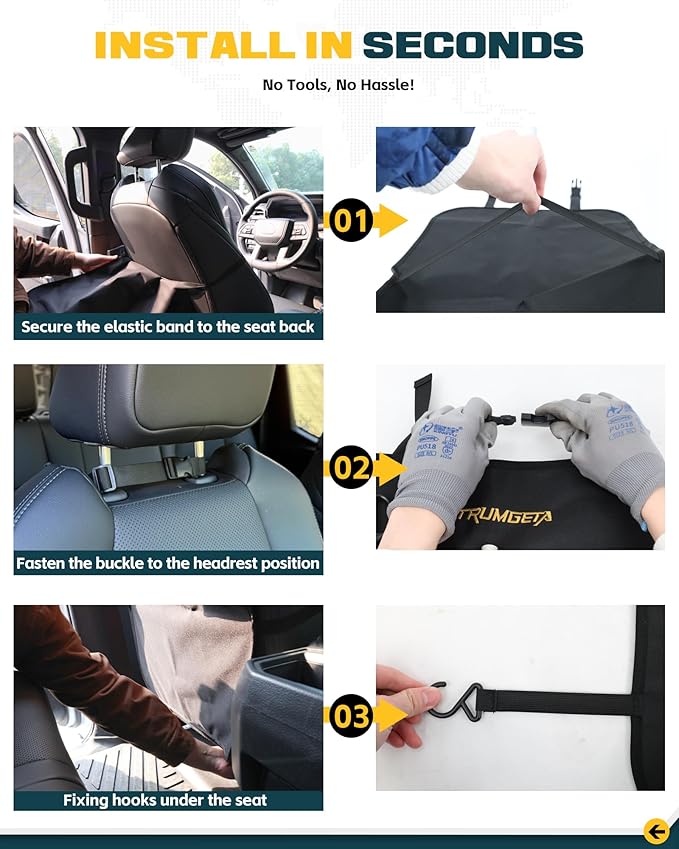 Seat Back Protector | Tactical MOLLE Panel Organizer | Universal Waterproof Back Cover for Compact SUVs/Trucks