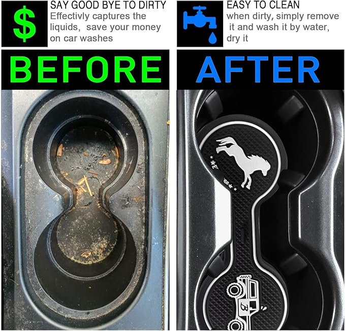 Car Cup Holder Coaster Compatible with Ford Bronco Offroad 2021-2025, Silicone Car Decorative Water Coaser, Bronco Car Accessories (White)