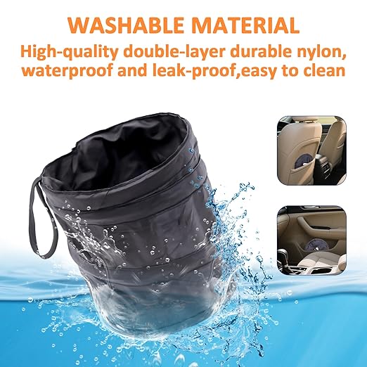 + Car Trash Can, 2 Packs Mini Collapsible Pop-up Car Garbage Can, + Foldable Trash Can, Multipurpose Portable Trash Bag for Truck/Minivan, RV, Camping & Small Spaces(2PCS)