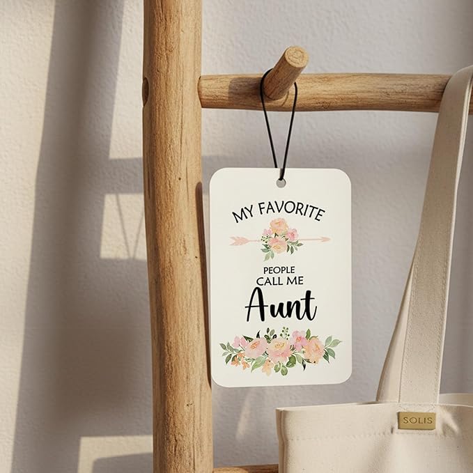 Aunt Gifts Car Air Freshener Hanging 3 Pack, My Favorite People Call Me Auntie Car Accessories Gifts for Christmas Women, Rustic Floral Scent Card Lavender for Closet Drawer Bathroom Decor