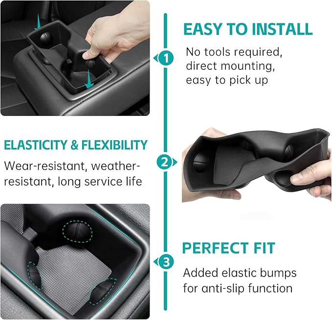 Rear Row Seat Cup Holder Organizer Compatible with 2019-2025 Toyota RAV4 Accessories, Noise-Free Water & Dust Proof TPE Insert Backseat Drink Holder for 2019-2025 RAV 4 Accessories