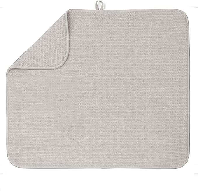 Bellemain XXL Dish Mat Microfiber Dish Drying Mat, Super absorbent (Light Grey, 16" x 18")