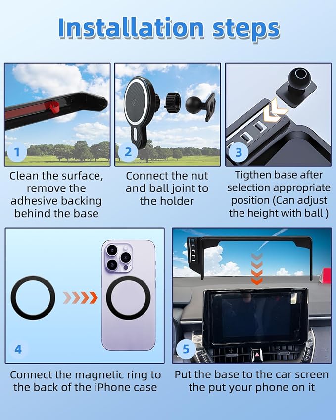 PZK Car Phone Mount for Honda HRV 2023-2026 /CRV 2023-2026/ Honda Pilot 2023-2026 Accessories 7/9-inch Screen 360° Rotation 15W Fast Wireless Charger HRV CRV Car Phone Holder Not Affect Air Vent