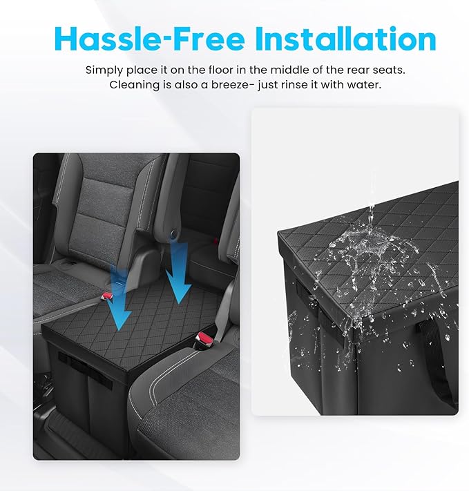 Autorder Car Seat Organizer for 2018-2025 Chevy Chevrolet Traverse Accessories Portable Backseat Organizer with Lid Handles Multipurpose Car Floor Storage for Kids Toys Baby Products Daily Necessities