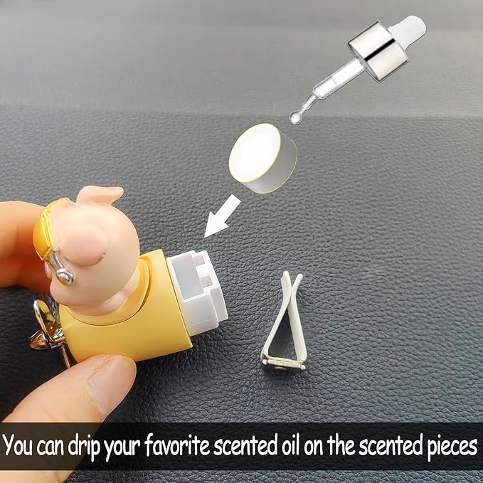 Cute Car Air Freshener for Women/Men, Pilot Car Vent Clips Creative Automotive Fragrance Air Diffuser, Outlet Flower Fan Automotive Decoration Interior Accessories (Pilot Pig)
