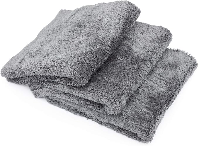The Rag Company - Eagle Edgeless 600 - Professional Korean 70/30 Blend Super Plush, Microfiber Auto Detailing Towels, Buffing & Polishing, 600gsm, 16in x 16in, Dark Grey (3-Pack)