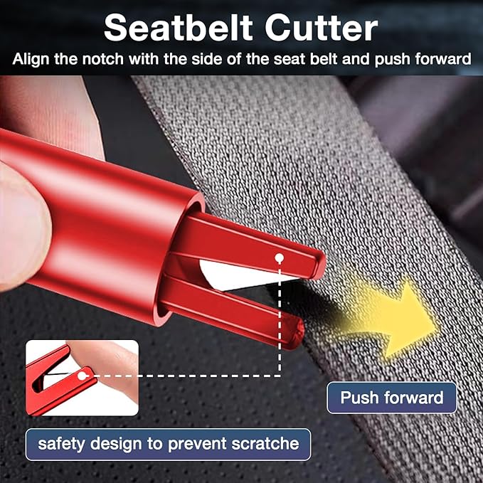 Car Window Breaker Tool, 2-in-1 Window Breaker Seatbelt Cutter, Emergency Glass Breaker and Auto Escape Tool，Car Accessories for Women