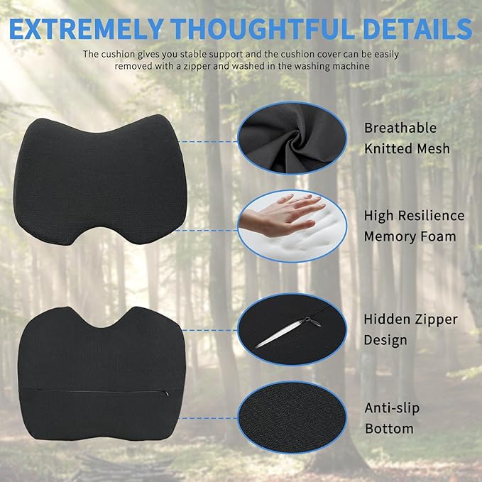 Nilight Car Seat Cushion Black Mesh Memory Foam Wedge Breathable Comfortable for Daily Driving Working Sciatica and Tailbone Pain Relief Improves Drive Visibility