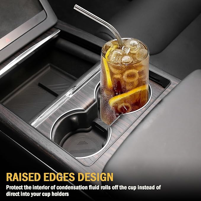 for Tesla Model 3 Y S X Cup Coasters - Model Y 2025 2026, Model 3 2024 2025 2026, Model S/X 2022-2025 Non-Slip Cup Holder Insert Mat Silicone Coasters Interior Accessories for Model 3/Y/S/X