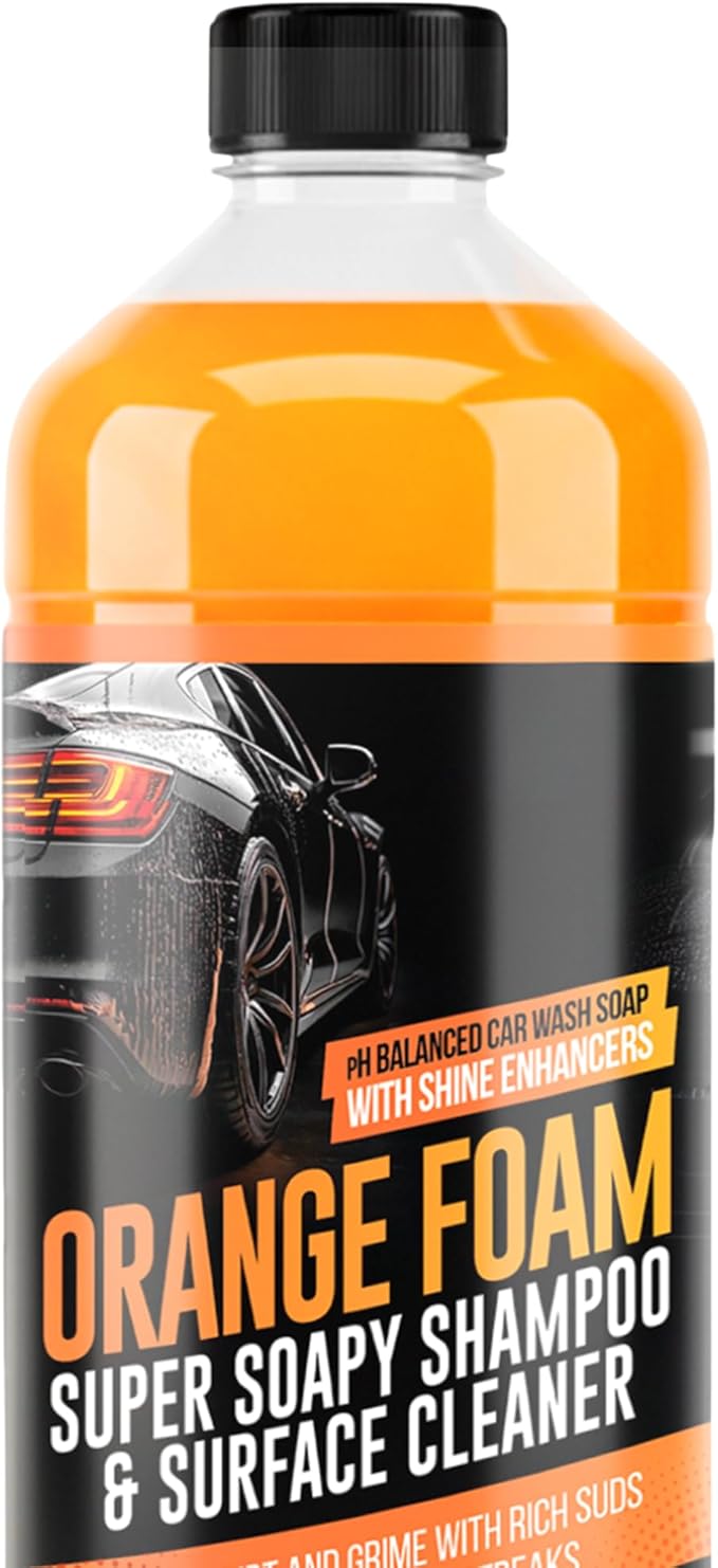SwiftJet Orange Foam Car Wash Soap – pH Balanced Super Soapy Shampoo & Surface Cleaner – Thick Foaming Suds for Cars, Trucks, SUVs & Boats – Streak-Free Shine, Safe on Wax & Sealant (16 FL OZ)