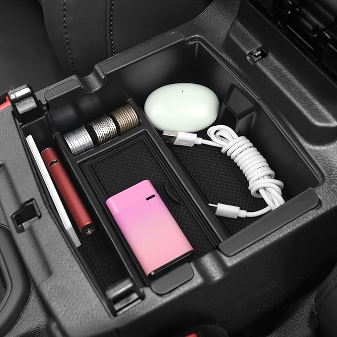 Center Console Organizer Tray for 2018-2025 2026 Jeep Wrangler JL JLU 4XE and 2020-2025 2026 Gladiator JT Insert Tray Center Console Armrest Box Accessories