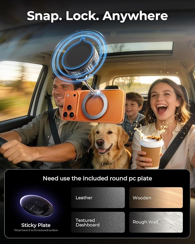 2026 Heavy-Duty Magnetic Phone Holder for Car, Ultra Strong Vacuum Suction Magsafe Car Mount with Full Metal Arm 360° Adjustable Phone Holder for Dashboard & Windshield for iPhone 17 Pro Max & Samsung