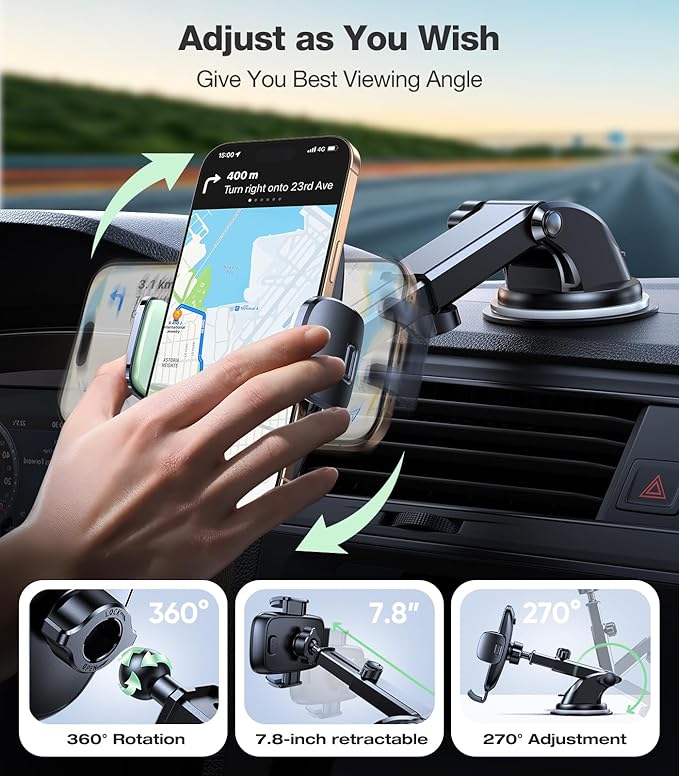 TORRAS 2026【Strongest Suction & Ultra-Durable】 Phone Holders for Your Car,【Patent & Safety Certs】 Car Phone Holder Mount Truck Stand for Dashboard Windshield Vent for iPhone 17 16 15 14 13, Sage