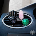 Conscious Items Hamsa Hand of Safe Travels Aromatherapy Crystal Car Kit, Car Vent Clips with Black Obsidian, Rose Quartz, & Green Malachite Crystals for Calm, Protection & Beautiful Drives