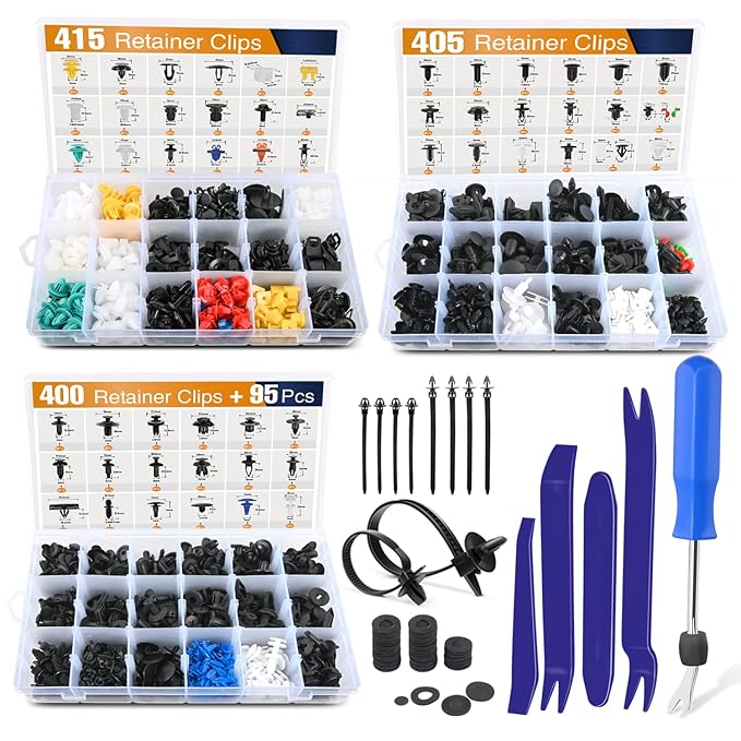 GOOACC 1315PCS Retainer Clips Interior Accessories - 56 Most Popular Sizes Bumper Trim Body Clips with Fasteners Remover and 10Pcs Reusable Cable Ties for Toyota Nissan Ford BMW Chevy Honda Subaru