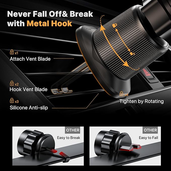 Miracase Phone Holders for Your Car with Metal Hook Clip, Air Vent Cell Phone Stand Car Mount, Hands Free Universal Automobile Cradle Fit for iPhone Android and All Smartphones, Blue