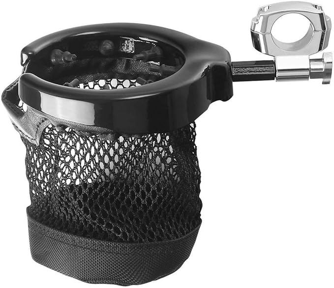 TCMT 1" Handlebar Cup Holder Metal Drink W/Mesh Basket For Harley Sportster Dyna Softail Road King Road Glide Electra Glide Sport Glide Vulcan Yamaha Suzuki Honda