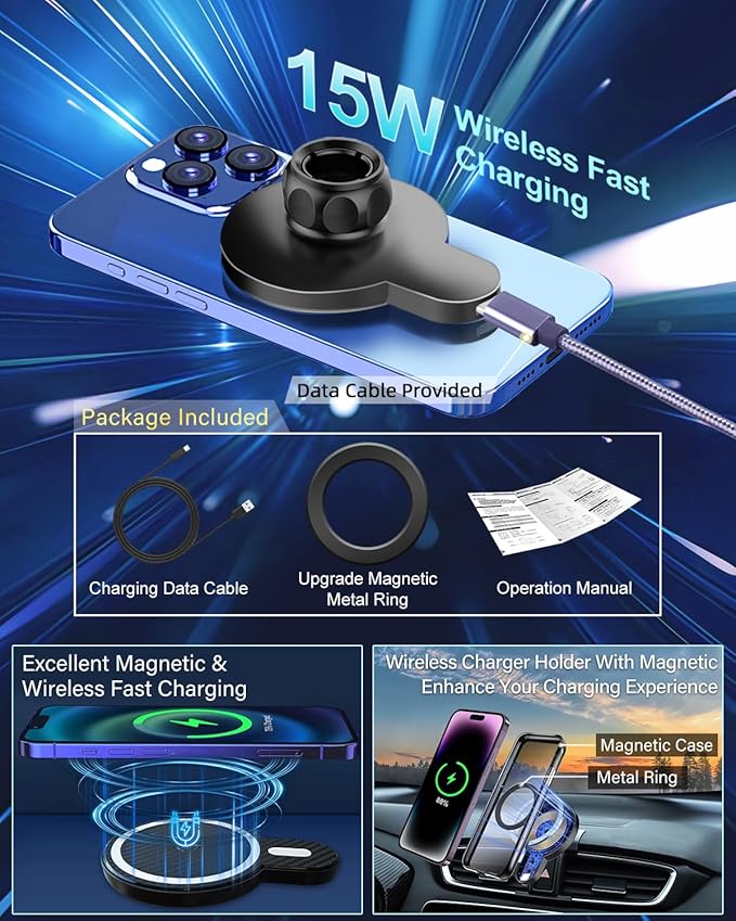 PZK Car Phone Mount for Honda CRV CR-V 2017 2018 2019-2020 2021 2022 Accessories 5th Gen CRV Custom Air Vent Phone Holder Magnetic 15W Fast Wireless Charger 360° Rotation Automobile Cradles