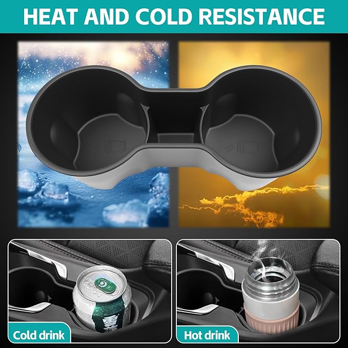 Cup Holder Organizer Compatible with 2022 2023 2024 2025 Chevy Bolt EUV EV Accessories, Noise-Free Water & Dust Proof TPE Insert Console Drink Holder for 2022-2025 Chevrolet Bolt Accessories