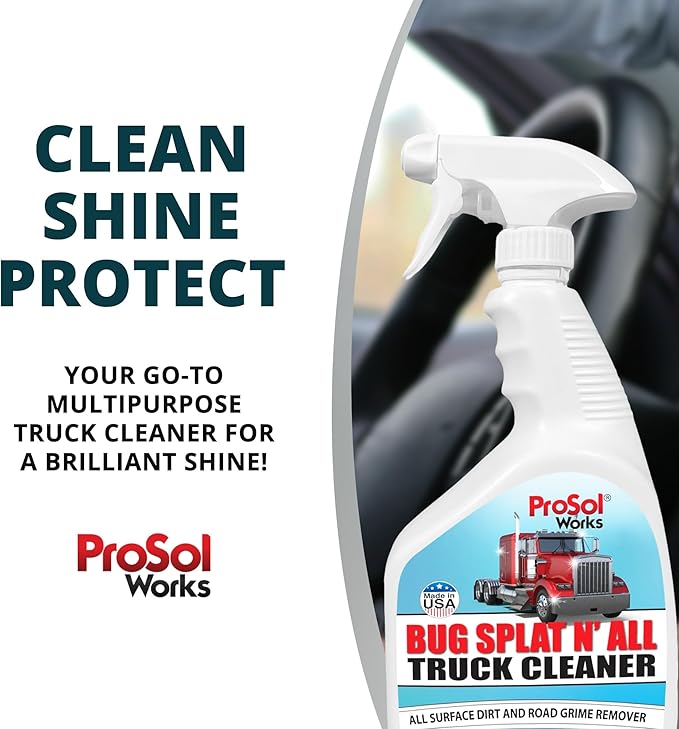 Bug Splat N' All Truck Cleaner 32 fl oz - Truck All Purpose Cleaner for Bug Splatter, Road Grime, Bird Droppings & Black Streak Remover - Tire Shine & Semi Cleaning Kit - Safe on All Surfaces