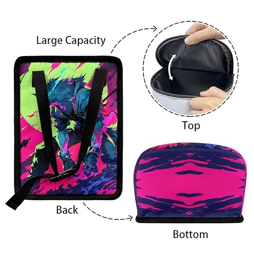 1.2 Gallons Car Can Trash Bag, Werewolf Trash Bags for Cars, Adjustable Hanging for Tail of Console/Back of Seats, with Zipper Leak-Proof Lid Design, Washable, Easy to Clean, Easy to Install