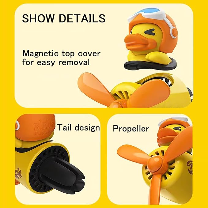 2 Pieces Car Air Fresheners, Cute Bear Pilot Car Diffuser, Propeller Air Outlet Vent Fresheners, Suitable for Automotive Interior Decoration (duck+duck)